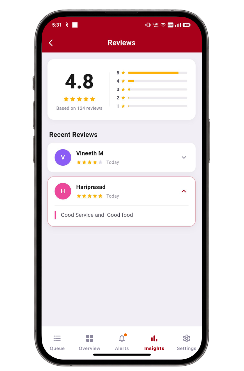 Customer leaving a star rating and feedback on WhatsApp